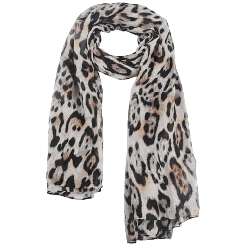 GWAWG Leopard Print Schal für Damen Leo Halstuch Eleganter Leichter Sommerschal mit Leopardenmuster Tuch im Animal Print Design Tücher für Frauen Ideal für Alltag Abendmode von GWAWG