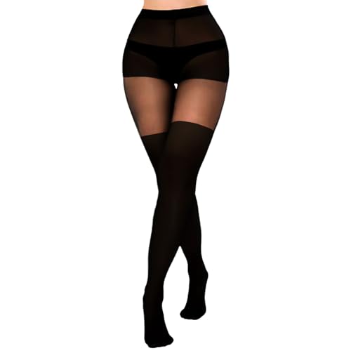 GWAWG Mock Oberschenkelhohe Optik Strumpfhose Strapse Einfarbig Kurven Halterlose Strümpfe Strumpfhose für Frauen Schwarze Strumpfhose Frauen Damen Strumpfhose Strumpfhose für Frauen Gemusterte von GWAWG