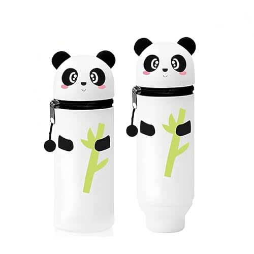 GWAWG Pencil Case Zip, Cute Pencil Case, Stand Up Pencil Case, 2-in-1 Soft Silicone Bag, Animal Pen Holder for Girls and Boys, Panda Hugging Bamboo, Pencil Case von GWAWG