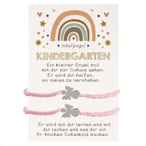 GWAWG Schutzengel Armband für Mädchen, 2 Stück Set mit Karte, Kommunion Geschenk Mädchen, Verstellbares Armband Kinder, Geschenke zur Kommunion Konfirmation Firmung Taufe von GWAWG