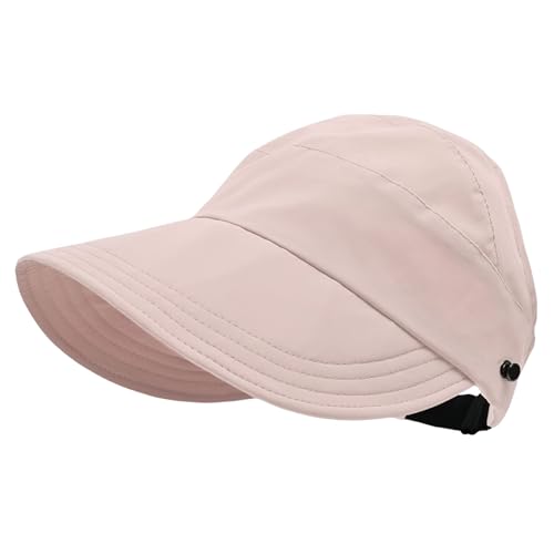 GWAWG Sonnenhut Damen UV-Schutz Outdoor UV Protection Hollow Top Sun Hat mit Breiter Krempe Faltbar Atmungsaktiv Leicht Extra Breit Sonnenschutz (DE/NL/SE/PL, Alphanumerisch, Einheitsgröße, Pink) von GWAWG