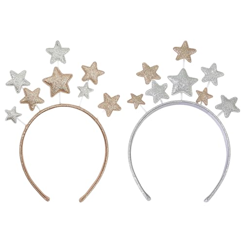 GWAWG Stirnband Haarband Einhorn Netter Glitter Weihnachten Sterne Haarreifen für Festival Zubehör Kinder Erwachsene Party Geburtstag Weihnachten New Year Stirnband (2pcs) von GWAWG