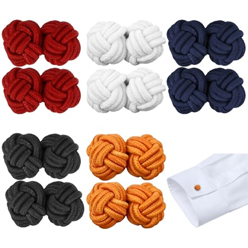 GWAWG Herren Stoffknoten Manschettenknöpfe Geflochtene Knoten Manschettenknöpfe Geeignet für Hemd Kleid Geschenk, Einheitsgröße, Nylon, Kein Edelstein von GWAWG