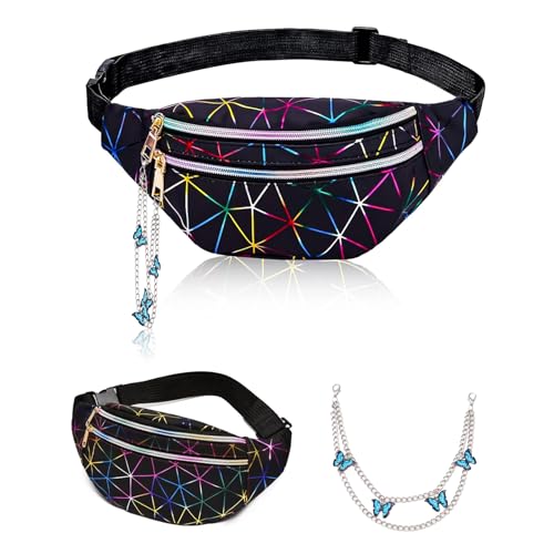 GWAWG Women's Bum Bag Fashion Waist Bag Belt Bag with Butterfly Keyring Zip Reflective Adjustable Strap Waist Bags for Kids and Adults GWAWG Women's Bum Bag Fashion Waist Bag Belt Bag with Butterfly Keyring Zip Reflective Adjustable Strap Waist Bags for Kids and Adults von GWAWG