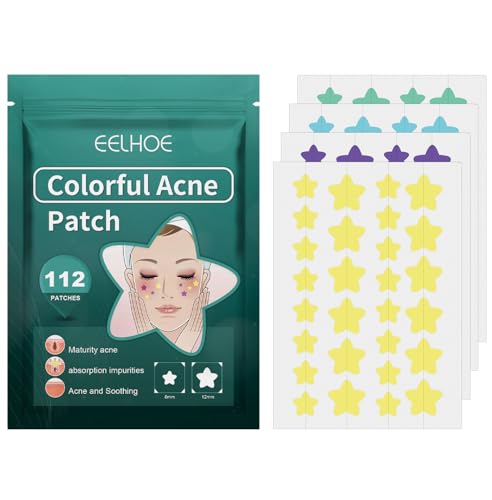 GWAWG Pimple Patch, Hydrokolloid Pickel Patch, 112 Stück Acne Patch, Pickel Pflaster für Gesicht Anti Akne Hautbehandlung Tag & Nacht, 4 Farbe von GWAWG