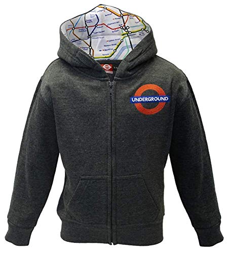 GWCC Kinder-Kapuzenpullover, bestickt, mit Reißverschluss Gr. 11 - 13 Jahre, anthrazit von GWCC