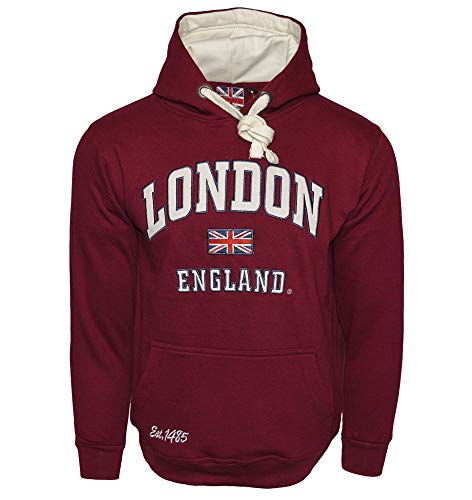 GWCC LE129MOW Unisex London England Kapuzenpullover Sweatshirt Kastanienbraun Off-White XS-2XL, kastanienbraun, 4X-Large von GWCC