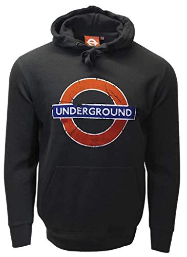 GWCC Unisex Kapuzenpullover UndergroundTM Roundel Used-Look Gr. XL, Schwarz von British Heritage Brands