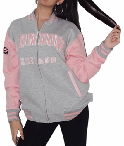 LE170GP Unisex London England Unisex Baseballjacke Grau Baby Pink, grau, L von GWCC