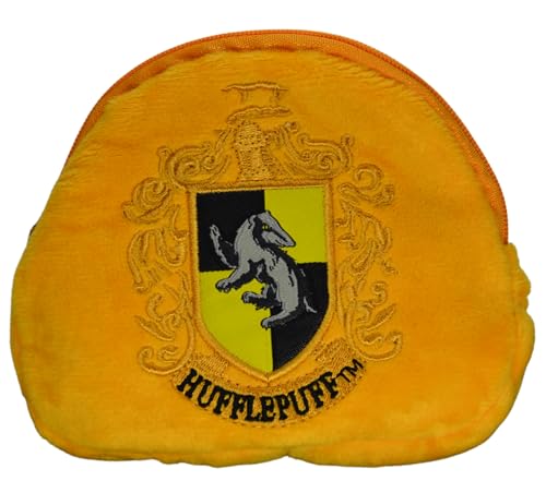 Lizenzierte Harry Potter Hufflepuff-Plüsch-Münzgeldbörse mit Hufflepuff-Stickerei-Logo auf der Vorderseite und Hufflepuff-Stickerei auf der Rückseite, Gänseblümchengelb, gelb, Size Height 11CM, Width von GWCC