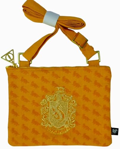 Lizenzierte Harry Potter Hufflepuff-Umhängetasche mit verstellbarem Riemen, gelb, 21 von GWCC