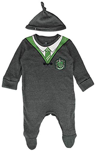 Lizenzierter Harry Potter Baby-Strampler mit Hut Slytherin für Jungen oder Mädchen, anthrazit, 80 von GWCC