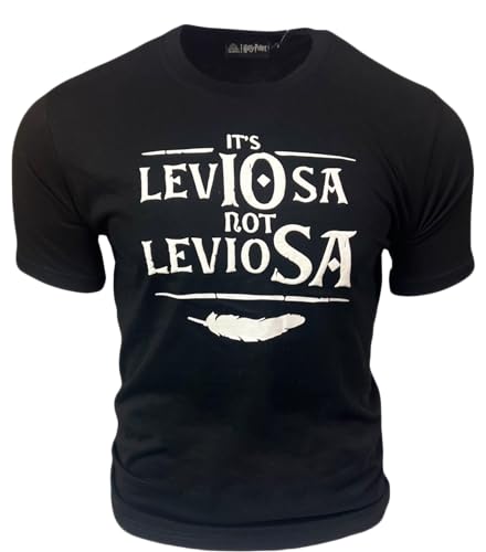 Lizenziertes Unisex Harry Potter It's Leviosa Not Leviosa Puff Print T-Shirt, Schwarz, Größe XS bis 2XL, Schwarz , XL von GWCC