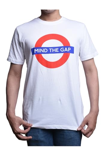 Lizenziertes Unisex London Underground Mind The Gap Runder T-Shirt Farbe Weiß Größen XS bis 4XL, optic white, S von GWCC
