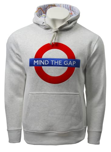 Lizenziertes Unisex Mind the Gap™ Chainstitch Embroidered Colour Ash Grey Hooded Sweatshirt, aschgrau, XXL von GWCC