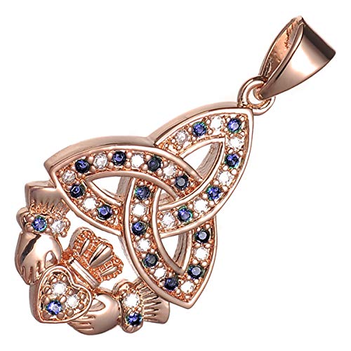 GWG Jewellery 18K Roségold plattierter keltischer Dreifaltigkeitsknoten mit Saphir-Blauen Steinen verziert Einzigartige Claddagh-Anhänger-Halskette in Geschenkbox für Frauen GWG Jewellery 18K Roségold plattierter keltischer Dreifaltigkeitsknoten mit Saphir-Blauen Steinen verziert Einzigartige Claddagh-Anhänger-Halskette in Geschenkbox für Frauen von GWG Jewellery