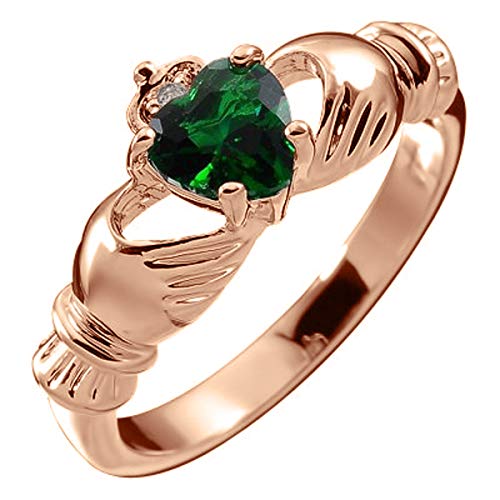 GWG Jewellery 18K Roségold vergoldetes Claddagh Liebesring mit Smaragd-Grünenherz Stein, Händen und Krone – 8 in Geschenkbox für Frauen GWG Jewellery 18K Roségold vergoldetes Claddagh Liebesring mit Smaragd-Grünenherz Stein, Händen und Krone – 8 in Geschenkbox für Frauen von GWG Jewellery