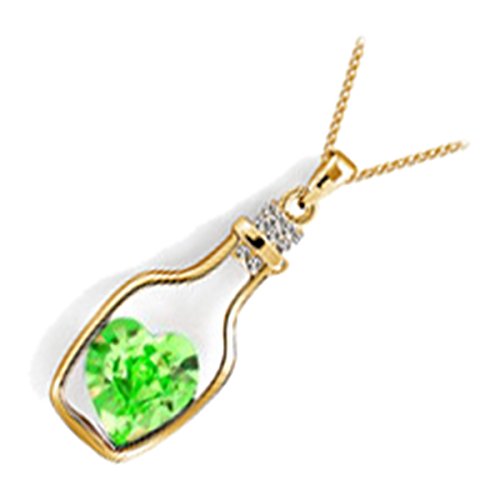 GWG Jewellery Anhänger, 18K Gold Veredelte Kristall in Peridot Grün mit Herzform in Flasche Liebe Halskette in Geschenkbox für Frauen GWG Jewellery Anhänger, 18K Gold Veredelte Kristall in Peridot Grün mit Herzform in Flasche Liebe Halskette in Geschenkbox für Frauen von GWG Jewellery