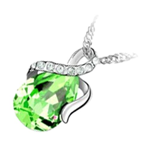 GWG Jewellery Anhänger, Sterling Silber Veredelte Wassertropfen in Peridot Grün in Schleife gewunden Verziert mit Steinen Halskette in Geschenkbox für Frauen GWG Jewellery Anhänger, Sterling Silber Veredelte Wassertropfen in Peridot Grün in Schleife gewunden Verziert mit Steinen Halskette in Geschenkbox für Frauen von GWG Jewellery