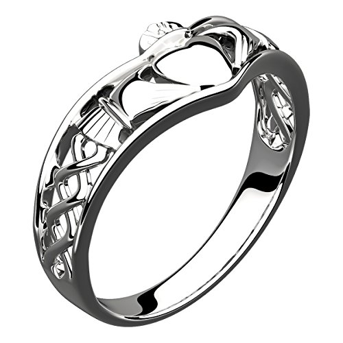 GWG Jewellery Claddagh Ring Sterlingsilber Halbband und Keltisches Knotendesign – 8 in Geschenkbox für Frauen von GWG Jewellery
