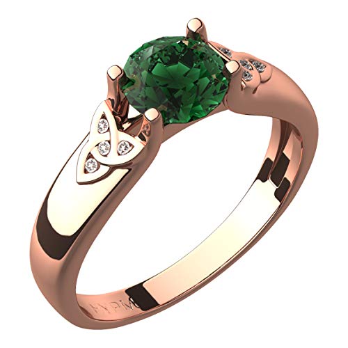 GWG Jewellery 18K Roségold vergoldetes Keltisches Ring Smaragd-Grüner Zirkonstein und Dreifaltigkeitsknoten mit Kristallen verziert – 9 von GWG Jewellery