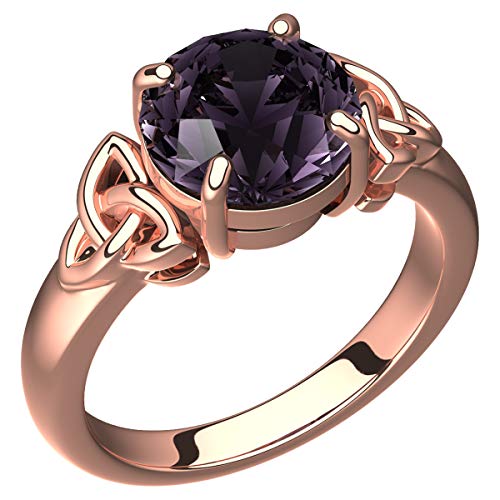 GWG Jewellery 18K Roségold vergoldetes Ring mit großem Amethyst-Farbigem CZ-Stein und keltischen Dreifaltigkeitsknoten an den Seiten – 10 von GWG Jewellery