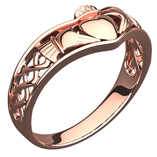 GWG Jewellery Claddagh Ring 18K Roségold vergoldetes Halbband und keltisches Knotendesign – 8 von GWG Jewellery