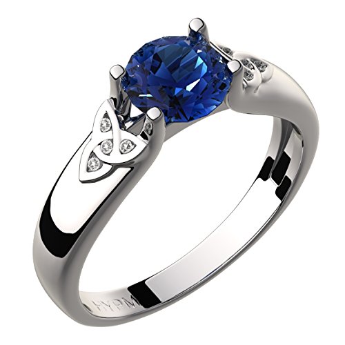 GWG Jewellery Sterlingsilber Keltischer Ring Saphirblauer Zirkonstein und Dreifaltigkeitsknoten mit Kristallen verziert – 8 von GWG Jewellery