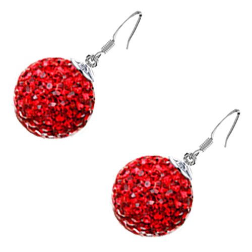 GWG Jewellery Sterling Silber Veredelte Kugel-Tropfen-Ohrringe, Verziert mit Rubin-Roten Kristallen in Geschenkbox für Frauen GWG Jewellery Sterling Silber Veredelte Kugel-Tropfen-Ohrringe, Verziert mit Rubin-Roten Kristallen in Geschenkbox für Frauen von GWG Jewellery