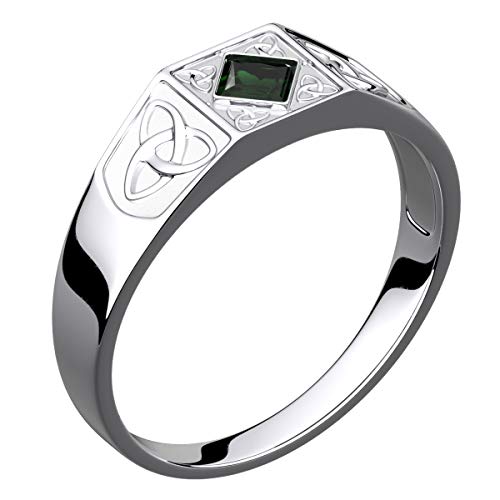 GWG Jewellery Sterlingsilberring quadratischer smaragdgrüner Stein mit keltischem Dreifaltigkeitsknotenring – 10 in Geschenkbox für Frauen GWG Jewellery Sterlingsilberring quadratischer smaragdgrüner Stein mit keltischem Dreifaltigkeitsknotenring – 10 in Geschenkbox für Frauen von GWG Jewellery