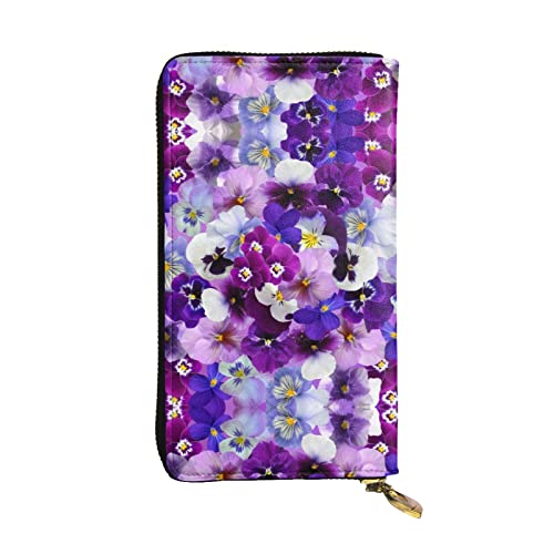 GWINDI Irische Flagge Männer Und Frauen Leder Geldbörsen Clutches Und Brieftaschen Weiches Leder Drucken Reißverschluss Multi Kartenfächer, Violette Blume, Einheitsgröße von GWINDI