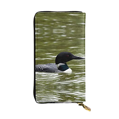 GWINDI Loon Nature Bird Herren und Damen Leder Geldbörsen Clutches und Geldbörsen Weiches Leder Print Reißverschluss Multi Kartenfächer, Loon Nature Vogel, Einheitsgröße von GWINDI