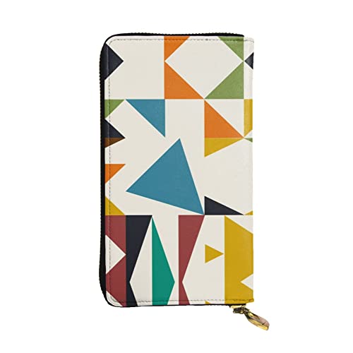 GWINDI Mid Century Moderne Drucke Herren Und Frauen Leder Geldbörsen Clutches Und Brieftaschen Weiches Leder Print Reißverschluss Multi Kartenfächer, Mid Century Modern Prints, Einheitsgröße von GWINDI