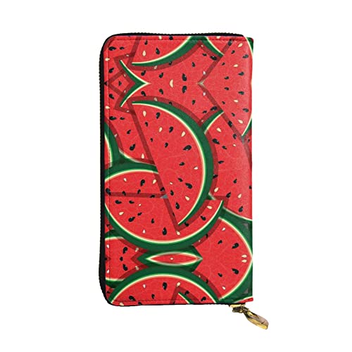 GWINDI Regenbogen Farbige Gay Pride Herzen Männer Und Frauen Leder Geldbörsen Clutches Und Brieftaschen Weiches Leder Print Zip Multi Kartenfächer, Rote Wassermelone, Einheitsgröße von GWINDI