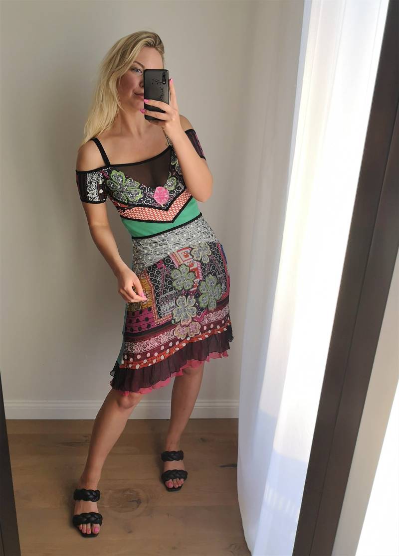 Save The Queen Kleid/Designer Geschichtet Aufgedrucktes Y2K Boho Hippie Schiere Mesh-Kleid von GWOWvintage