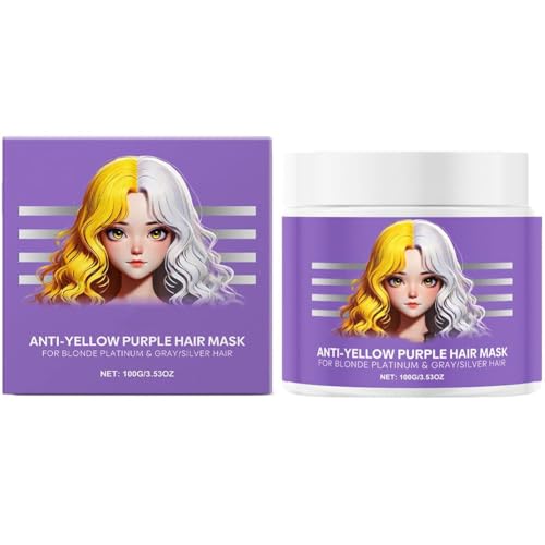 Anti-Gelbstich-Haarmaske für blondes Haar, Repariert und stärkt geschädigtes Haar, pflegt trockenes Haar, für blondierte Frauen und Männer von GWQYHFEN
