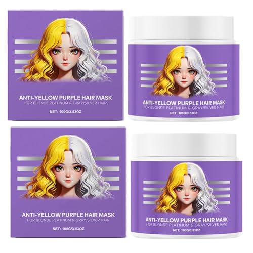 Anti-Gelbstich-Haarmaske für blondes Haar, Repariert und stärkt geschädigtes Haar, pflegt trockenes Haar, für blondierte Frauen und Männer von GWQYHFEN