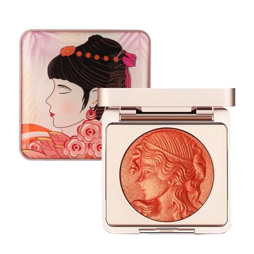 Geprägte, glatte Puder-Rouge-Palette, lang anhaltender Glanz, einfach aufzutragen, perfektes Make-up, geprägtes Mädchen-Rouge für die Wangen (Pink + Orange) von GWQYHFEN