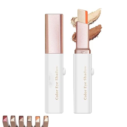 Glitzernder Lidschattenstift mit Farbverlauf, tragbarer zweifarbiger Lidschatten mit Farbverlauf, leicht verblendbar, wasserfest und langanhaltend, für Glitzer-Make-up von GWQYHFEN