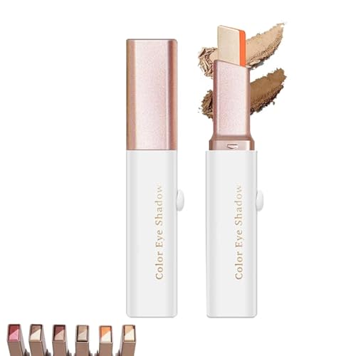 Glitzernder Lidschattenstift mit Farbverlauf, tragbarer zweifarbiger Lidschatten mit Farbverlauf, leicht verblendbar, wasserfest und langanhaltend, für Glitzer-Make-up von GWQYHFEN