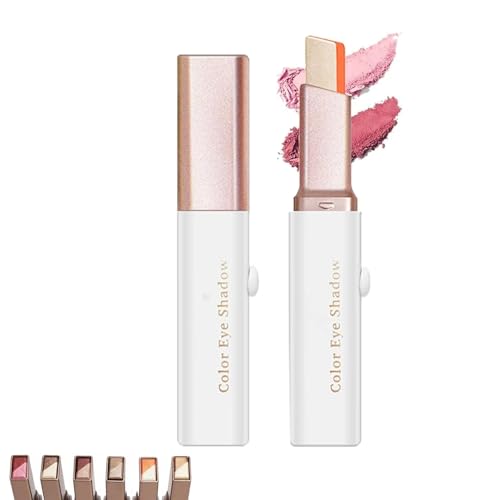 Glitzernder Lidschattenstift mit Farbverlauf, tragbarer zweifarbiger Lidschatten mit Farbverlauf, leicht verblendbar, wasserfest und langanhaltend, für Glitzer-Make-up von GWQYHFEN