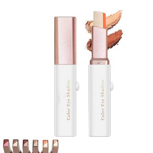 Glitzernder Lidschattenstift mit Farbverlauf, tragbarer zweifarbiger Lidschatten mit Farbverlauf, leicht verblendbar, wasserfest und langanhaltend, für Glitzer-Make-up von GWQYHFEN