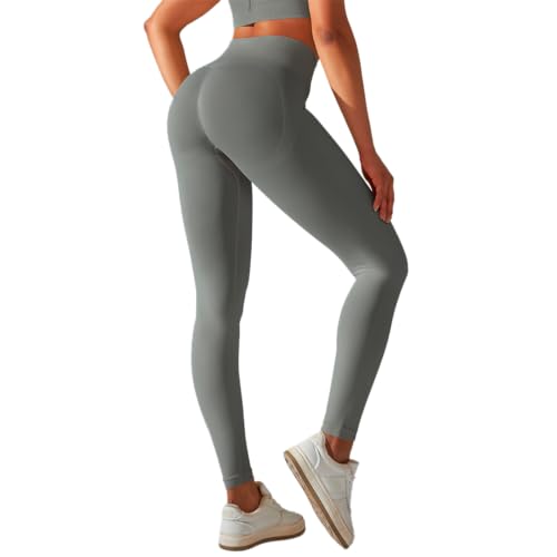 GWS SHOP Damen Leggings Sport Damen High Waist, Scrunch Butt Push Up Leggings Premium Qualität Elastisch Yoga Leggings (DE/NL/SE/PL, Alphanumerisch, L, Regular, Regular, Grau) von GWS SHOP