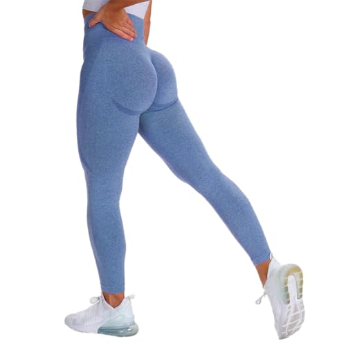 GWS SHOP Damen Leggings Sport Damen High Waist, Scrunch Butt Push Up Leggings Premium Qualität Elastisch Yoga Leggings (DE/NL/SE/PL, Alphanumerisch, M, Regular, Regular, Hellblau) von GWS SHOP