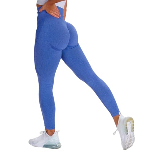 GWS SHOP Damen Leggings Sport Damen High Waist, Scrunch Butt Push Up Leggings Premium Qualität Elastisch Yoga Leggings (DE/NL/SE/PL, Alphanumerisch, S, Regular, Regular, Blau) von GWS SHOP