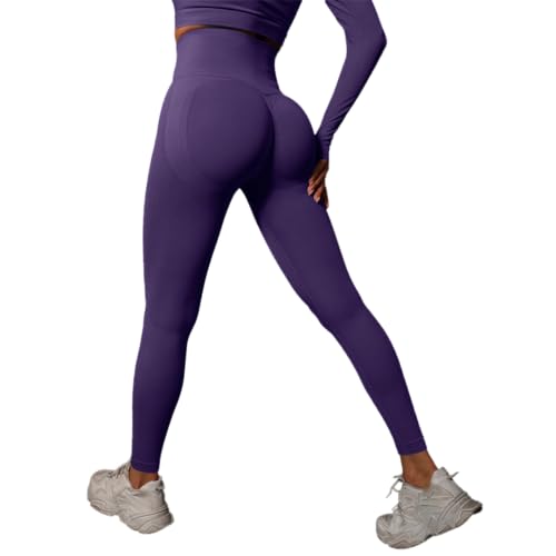 GWS SHOP Damen Leggings Sport Scrunch Butt Damen High Waist, Push Up Leggings Premium Qualität Elastisch Leggings (DE/NL/SE/PL, Alphanumerisch, L, Regular, Regular, Lila) von GWS SHOP