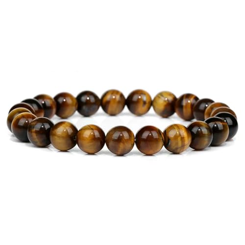 Armband mit gelbem, orangefarbenem und braunem Stein, 8 mm, Perlenarmband, Tigerauge, Citrin, Kristall-Armband, Schmuck, Geschenke für Männer und Frauen von GWSGSFAS