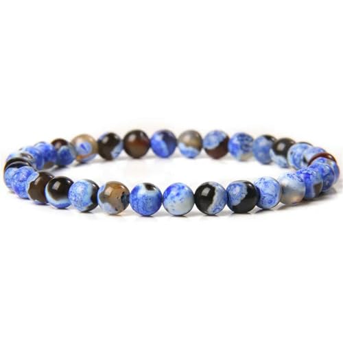 GWSGSFAS Armband mit Natursteinen, 6 mm, für Damen und Herren, blauer Apa, Lapislazuli, Achat, Türkis, Perlenarmband, Schmuckgeschenk, 23 cm von GWSGSFAS