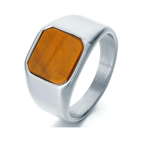GWSGSFAS Domineering Retro Bernstein Stein Ring Trend Quadrat Schwarzer Achat Herren Ring Lapislazuli, 11, Metall, Zirkonia von GWSGSFAS