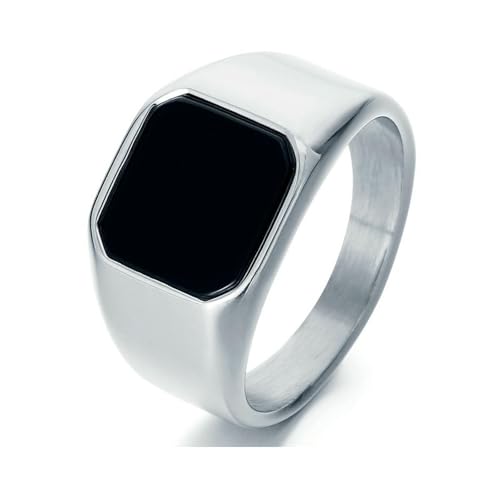 GWSGSFAS Domineering Retro Bernstein Stein Ring Trend Quadrat Schwarzer Achat Herren Ring Lapislazuli, 38, Metall, Zirkonia von GWSGSFAS